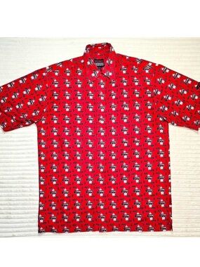 🔥 Vintage FUBU All-Over Logo Red Short Sleeve Button-Up Shirt – Men’s XXL 🔥